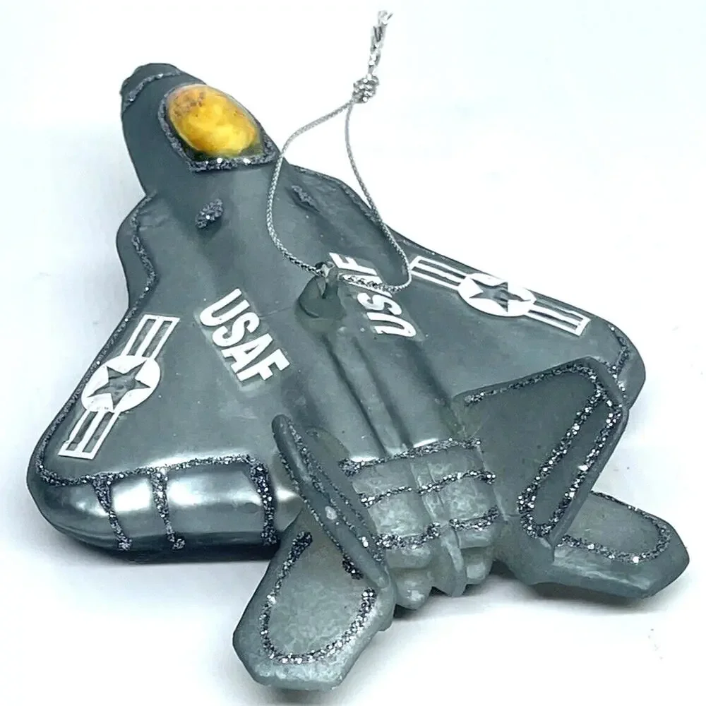 US Air Force Jet Glass Christmas Ornament Kurt Adler‎